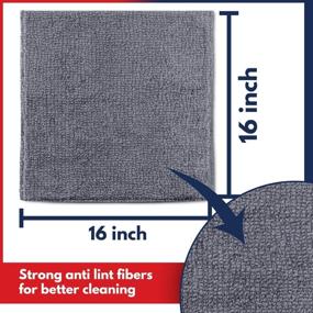 img 3 attached to USANOOKS Grey Microfiber Cleaning Cloths - 12Pcs (16x16 in) | High Performance & Ultra Absorbent | 1200 Washes | Streak-Free Mirror Shine | Scratch Proof & Lint Free Cloth