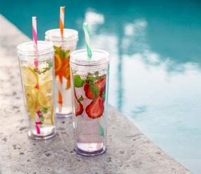 img 1 attached to 🥤 18 oz Clear Acrylic Tumbler Cups with Straws - 8 Pack of Skinny Cups