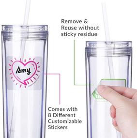 img 2 attached to 🥤 18 oz Clear Acrylic Tumbler Cups with Straws - 8 Pack of Skinny Cups