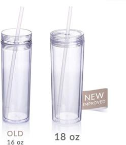 img 3 attached to 🥤 18 oz Clear Acrylic Tumbler Cups with Straws - 8 Pack of Skinny Cups