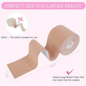 img 2 attached to Gissac 2-Pack Boob Tape - 3 Inches Width Breast Lift Tape with Reusable Nipple Covers - Bob Breast Lift Tape for Large Breasts (A-H Cup)