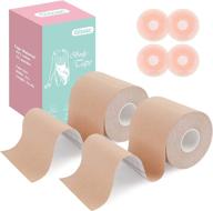 gissac 2-pack boob tape - 3 inches width breast lift tape with reusable nipple covers - bob breast lift tape for large breasts (a-h cup) logo