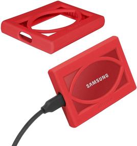 img 4 attached to 🔴 Прочный красный чехол для портативного SSD Samsung T7, T7 Touch - Защищает от ударов и падений - Доступно в версиях 1ТБ, 2ТБ, 500ГБ - Чехол-бампер Alltravel для внешнего SSD - USB 3.2.