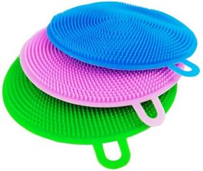 img 4 attached to 🧽 Silicone Sponge Dish Washing Kitchen Scrubber - 3 Pack of Effective Silicone Sponge Dish Sponges for Double Sided Cleaning
