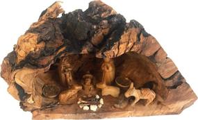 img 1 attached to Holy Land Market Hand-carved Olive Wood Nativity Set with Rustic Stable - Unique, No Two Alike (Large Size: 8-12 Inches)
