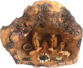 img 2 attached to Holy Land Market Hand-carved Olive Wood Nativity Set with Rustic Stable - Unique, No Two Alike (Large Size: 8-12 Inches)