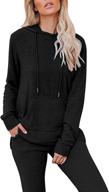 👚 corfrute women's solid color hoodie tracksuit with drawstring pants – comfortable and fashionable two-piece outfit логотип