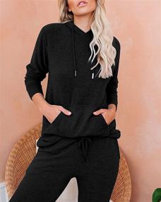 img 2 attached to 👚 Corfrute Women's Solid Color Hoodie Tracksuit with Drawstring Pants – Comfortable and Fashionable Two-Piece Outfit