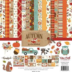 img 2 attached to 🍂 Vibrant Autumn Palette: Echo Park Paper Company Celebrate Collection Kit in Orange, Yellow, Blue, Brown, and Tan