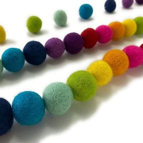 img 2 attached to Colorful DIY Garland: Hu Hands Rainbow Party Garland with 50 Handmade Wool Felt Pom Poms - Perfect for Wildflower Decor - 100% Pure New Zealand Wool Balls - Includes Drawstring Muslin Bag