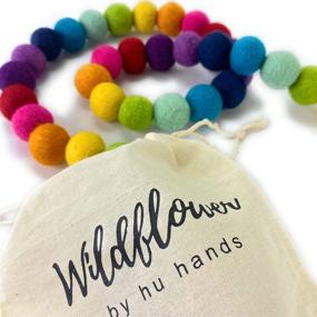 img 3 attached to Colorful DIY Garland: Hu Hands Rainbow Party Garland with 50 Handmade Wool Felt Pom Poms - Perfect for Wildflower Decor - 100% Pure New Zealand Wool Balls - Includes Drawstring Muslin Bag