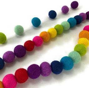 img 1 attached to Colorful DIY Garland: Hu Hands Rainbow Party Garland with 50 Handmade Wool Felt Pom Poms - Perfect for Wildflower Decor - 100% Pure New Zealand Wool Balls - Includes Drawstring Muslin Bag