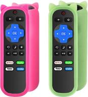 📺 2-pack replacement remote control for onn roku tv with glow pink and green cases - compatible with all onn roku tv models (no setup required) logo