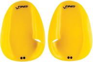 yellow finis floating large agility paddles for effective swim training logo