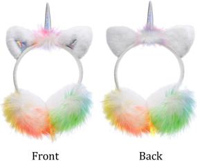 img 2 attached to Unicorn Horn Fleece Earmuffs: Adjustable Winter 🦄 Ear Muffs for Kids Girls & Women (2-Pack)