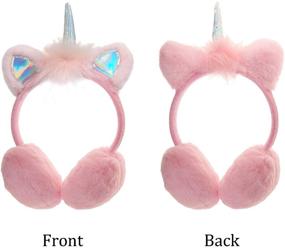 img 1 attached to Unicorn Horn Fleece Earmuffs: Adjustable Winter 🦄 Ear Muffs for Kids Girls & Women (2-Pack)