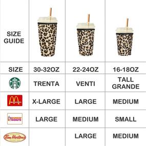 img 2 attached to 3 Pack Iced Coffee Sleeve Cozy - Reusable Drink Sleeve Neoprene Insulator Cup Holder for Cold Drinks like Starbucks Coffee, McDonalds, Dunkin Donuts, and More! (Leopard Pattern)