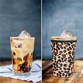 img 3 attached to 3 Pack Iced Coffee Sleeve Cozy - Reusable Drink Sleeve Neoprene Insulator Cup Holder for Cold Drinks like Starbucks Coffee, McDonalds, Dunkin Donuts, and More! (Leopard Pattern)