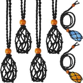 img 4 attached to 📿 4-Piece Crystal Necklace Cord Kit for Stone Jewelry DIY – Replacement Rope with Empty Stone Holders and Quartz Raw Stones for Necklace and Bracelet Making