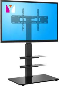 img 4 attached to 📺 YOMT Universal Swivel Floor TV Stand with Mount for 32-65 inch LCD, LED Flat or Curved Screens TVs – Space Saving, Ideal for Corner, Bedroom & Living Room – Black