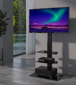 img 3 attached to 📺 YOMT Universal Swivel Floor TV Stand with Mount for 32-65 inch LCD, LED Flat or Curved Screens TVs – Space Saving, Ideal for Corner, Bedroom & Living Room – Black