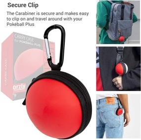 img 2 attached to 🎮 Orzly Carry Case for Nintendo Switch Poke Ball Plus Controller (Protective Hard Zip Pouch with Keychain Carabiner Belt Clip, and Inner Pocket for Neck Strap) - Red/White Poke Style Travel Case