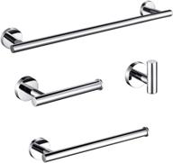 bagnolux 4-piece stainless steel polish chrome bathroom hardware accessories set - 16 inch towel bar, toilet paper holder, hand towel rod, and towel hook (polish, 16 inch) logo