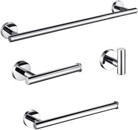 img 4 attached to BAGNOLUX 4-Piece Stainless Steel Polish Chrome Bathroom Hardware Accessories Set - 16 inch Towel Bar, Toilet Paper Holder, Hand Towel Rod, and Towel Hook (Polish, 16 inch)