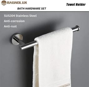 img 2 attached to BAGNOLUX 4-Piece Stainless Steel Polish Chrome Bathroom Hardware Accessories Set - 16 inch Towel Bar, Toilet Paper Holder, Hand Towel Rod, and Towel Hook (Polish, 16 inch)