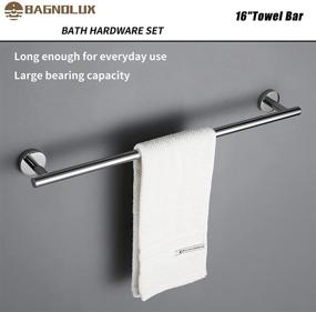 img 3 attached to BAGNOLUX 4-Piece Stainless Steel Polish Chrome Bathroom Hardware Accessories Set - 16 inch Towel Bar, Toilet Paper Holder, Hand Towel Rod, and Towel Hook (Polish, 16 inch)