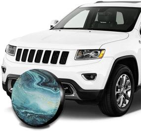 img 1 attached to Foruidea Blue Marble Spare Tire Cover Waterproof Dust-Proof UV Sun Wheel Tire Cover Fit For Jeep