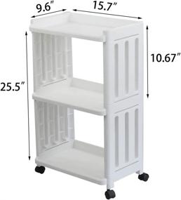 img 3 attached to 🛒 3-Tier White Kitchen Rolling Storage Trolley with Wheels - Utility Serving Cart, 1 Pack