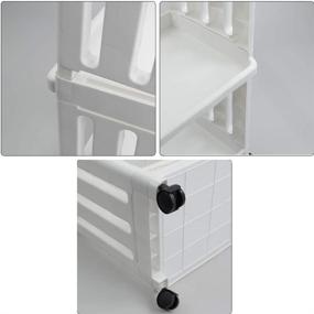 img 2 attached to 🛒 3-Tier White Kitchen Rolling Storage Trolley with Wheels - Utility Serving Cart, 1 Pack