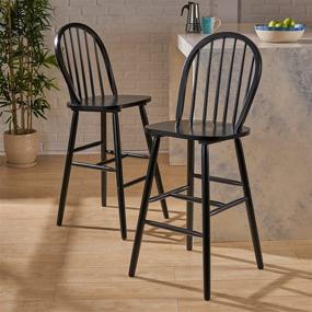 img 3 attached to 🪑 Christopher Knight Home Lopez Spindle Bar Stools - Rubberwood Traditional Farmhouse Style in Black - Set of 2 with 29.2" Seats