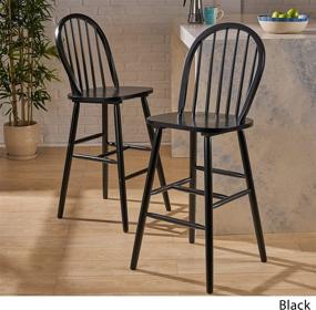 img 2 attached to 🪑 Christopher Knight Home Lopez Spindle Bar Stools - Rubberwood Traditional Farmhouse Style in Black - Set of 2 with 29.2" Seats