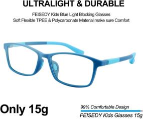 img 2 attached to 👓 FEISEDY Kids Blue Light Blocking Glasses: Flexible TPEE Rubber Nerd Eyewear for Boys and Girls (Ages 3-13) B2630