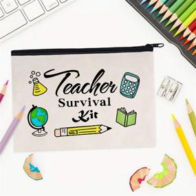 img 1 attached to 🎁 8-Piece Teacher Survival Kit Makeup Pouch Set – Cosmetic Bag, Travel Toiletry Case, Pencil Bag with Zipper – Ideal Teacher Appreciation Gifts, Perfect for Holidays & Christmas - Available in Bulk