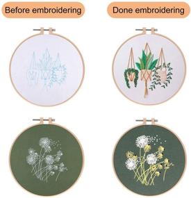 img 2 attached to 🧵 FEPITO 4 Sets Embroidery Starter Kit: Floral Patterns, Instructions, Clothes, Hoops, Needle Kit, Scissor, Color Threads included