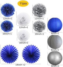 img 3 attached to 🎈 HEARTFEEL 11-Piece Navy Blue Silver White Tissue Pom Poms Paper Lanterns Paper Fans Kit - Perfect for Baby Shower, Bachelorette, Wedding, Birthday, Grad Party Decorations (Navy Blue, Silver, White)