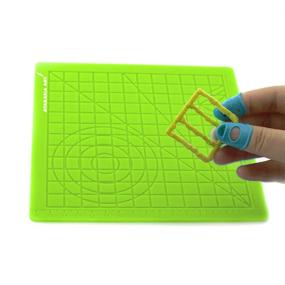 img 4 attached to Green 3D Printing Pen Drawing Mat with Custom Templates, Includes 2 Silicone Finger Caps, Excellent 3D Pen Drawing Tools by Ataraxia Art