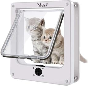 img 4 attached to Ycozy Cat Doors: 4-Way Rotary Lock Cat Flap Indoor Pet Door for Cats, Kittens, Small Dogs - Easy Install on Doors, Windows, Cupboards, and Walls - Non-Metal Safety Gate for Pets