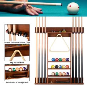 img 2 attached to 🎱 XCSOURCE Pool Cue Rack | Wall Mount Pool Stick Holder | 8 Billiard Stick Wall Rack | Solid Pine Wood Construction | Billiard Room & Club Accessories (Cue Rack Only)