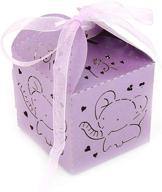 🐘 50-pack purple elephant baby shower laser cut paper party favor treat box for girl's first birthday, christening or holiday gift wrapping supplies logo
