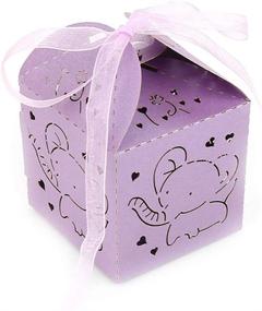 img 4 attached to 🐘 50-Pack Purple Elephant Baby Shower Laser Cut Paper Party Favor Treat Box for Girl's First Birthday, Christening or Holiday Gift Wrapping Supplies