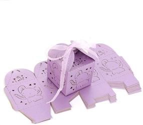 img 3 attached to 🐘 50-Pack Purple Elephant Baby Shower Laser Cut Paper Party Favor Treat Box for Girl's First Birthday, Christening or Holiday Gift Wrapping Supplies