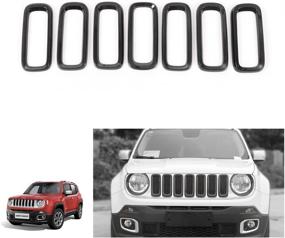 img 4 attached to 🚙 Enhance the Look of Your Jeep Renegade: RT-TCZ Black ABS Front Grill Grille Inserts (2015-2017) - Pack of 7
