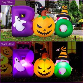 img 1 attached to 🎃 Fovths 7 Feet Halloween Inflatables Boo Blow Up Decoration Pumpkin Ghost LED Light Up for Outdoor Indoor Garden Yard