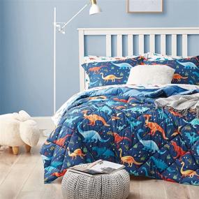 img 4 attached to Umchord Dinosaur Kids Bedding Set Review: 5-Piece Twin Size Comforter Set with Sheets - Super Soft Lightweight Bed in a Bag for Boys