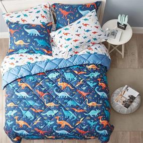 img 2 attached to Umchord Dinosaur Kids Bedding Set Review: 5-Piece Twin Size Comforter Set with Sheets - Super Soft Lightweight Bed in a Bag for Boys