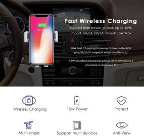 img 2 attached to 📱 AZDOME Wireless Car Charger Mount, 10W Fast Charge, Gravity Operated, Air Vent Phone Holder for Samsung Galaxy S8, S7/S7 Edge, Note 8 5, iPhone X 8 Plus, iPhone Xs/XS Max